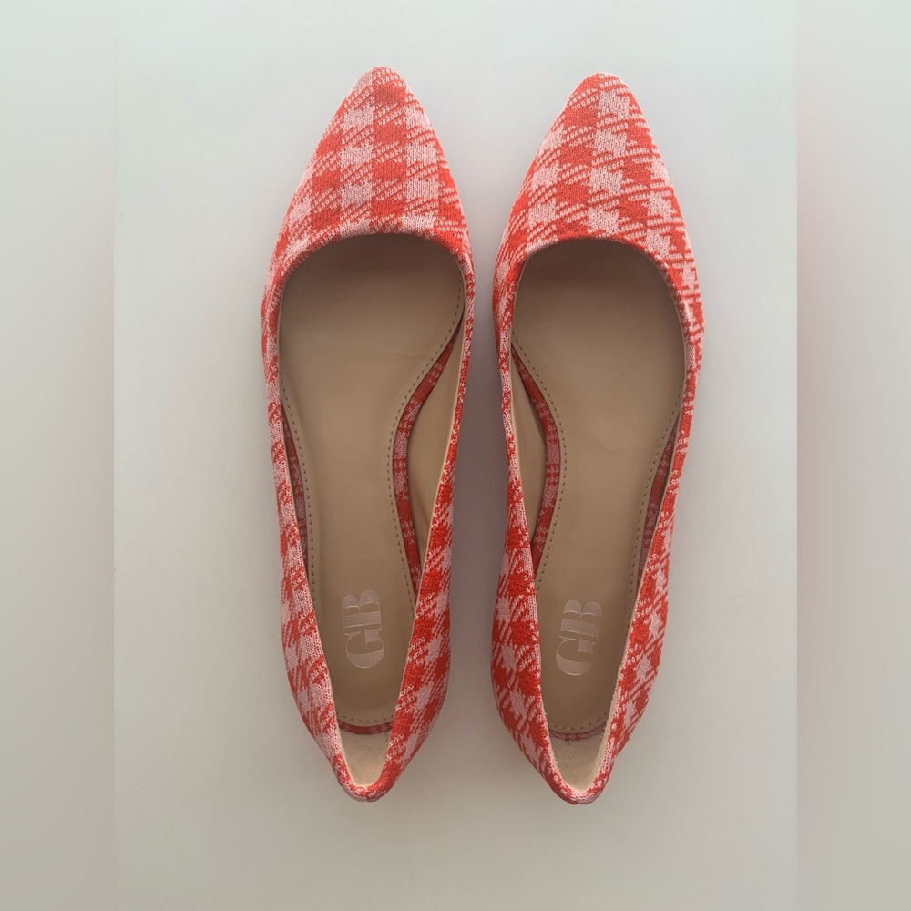 Gianni Bini Red and Pink Gingham Flats